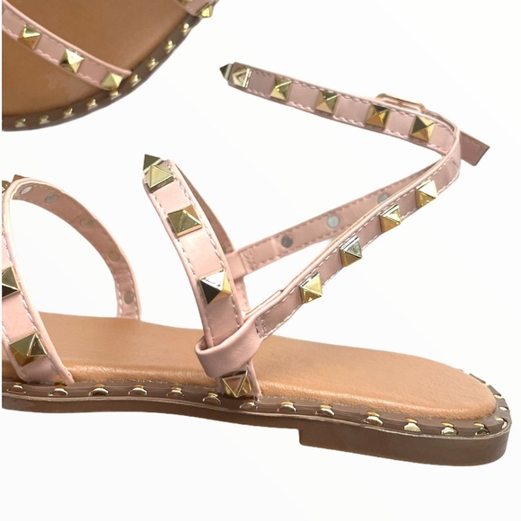 Nude Gladiator Studded Sandals - Picture 4 of 7